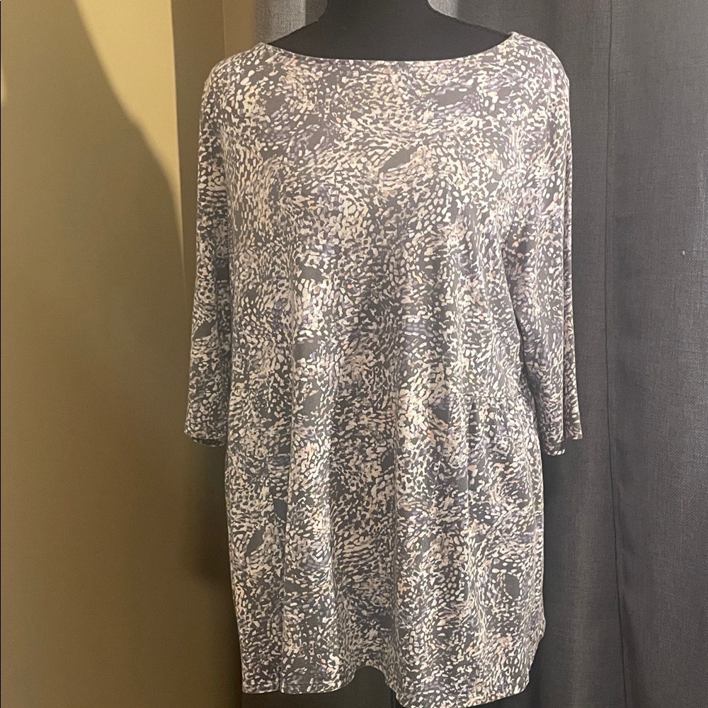 pure Jill Gray and Cream Patterned Tunic/Dress Size Large